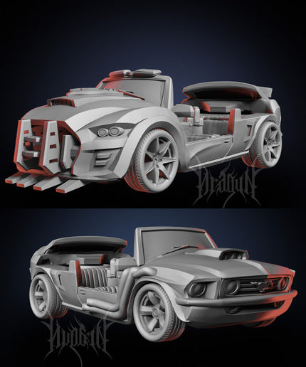 Mustang and Police Car - Zombie Tramplers