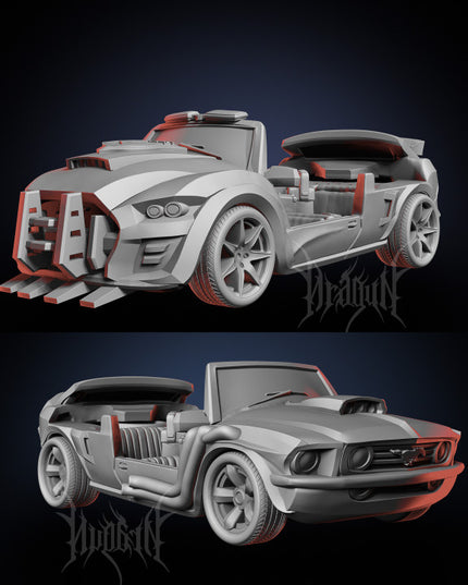 Mustang and Police Car - Zombie Tramplers