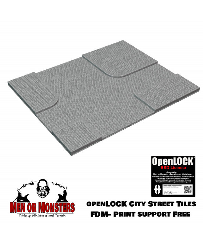 OpenLOCK City Street Tiles with raised sidewalks