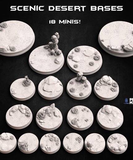 Alien Desert Scenic Bases - 18 miniatures - Dimozian Sands Collection