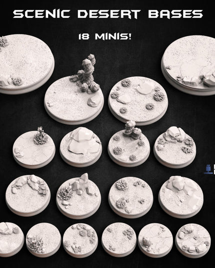 Alien Desert Scenic Bases - 18 miniatures - Dimozian Sands Collection