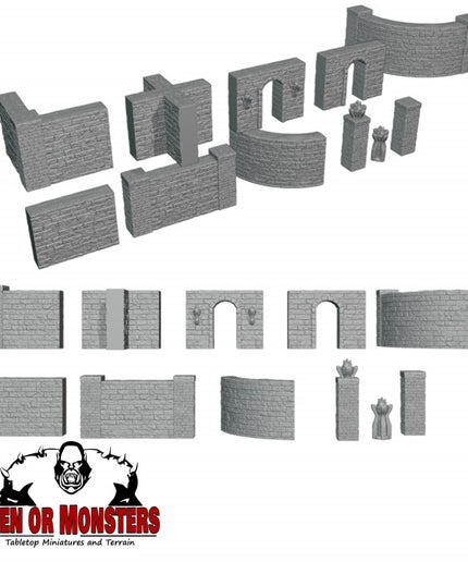 Various dungeon walls and scatter for your tabletop.