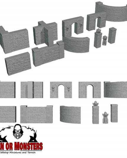 Various dungeon walls and scatter for your tabletop.