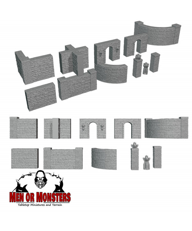 Various dungeon walls and scatter for your tabletop.