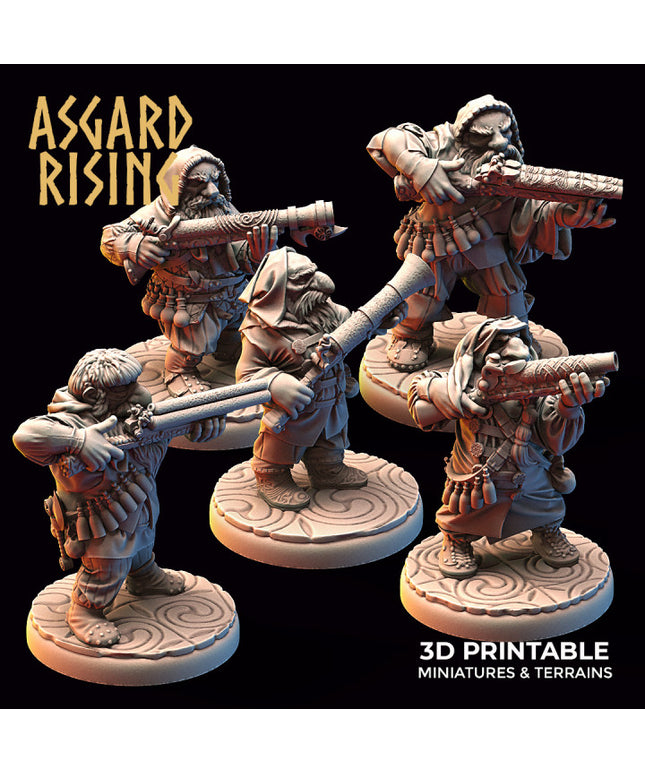 DWARF RANGED: Dwarves in Hooded clothes with Firearms (Short barrels)