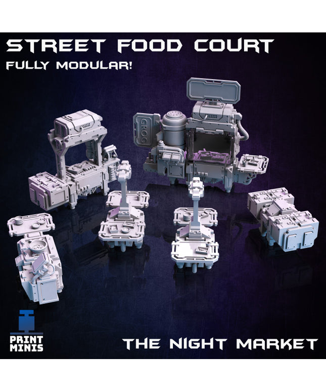 Street Food Court - Scenery Kit - Night Market Collection