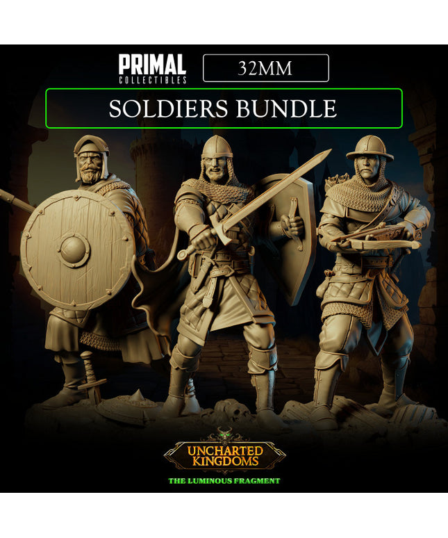 3 miniatures - 32mm - Soldiers Bundle - Uncharted Kingdoms