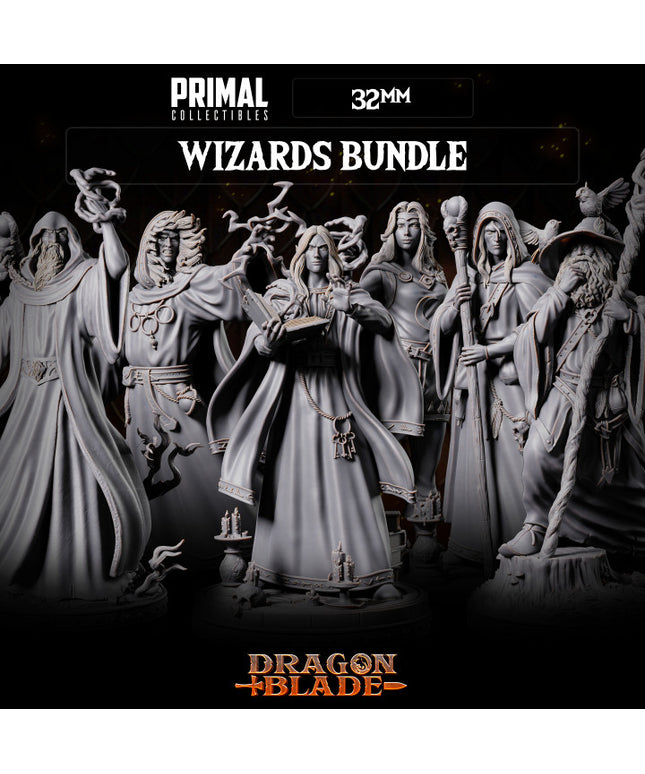 6 miniatures - 32mm - Classic RPG wizards bundle - DRAGONBLADE