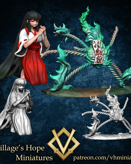 Praying Miko and Sealed / Barrier Talisman