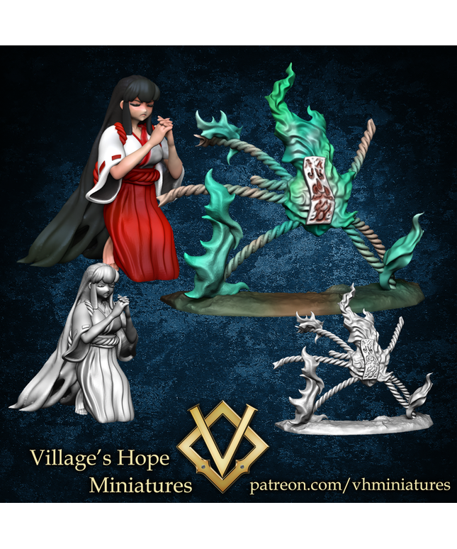 Praying Miko and Sealed / Barrier Talisman