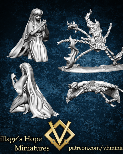 Praying Miko and Sealed / Barrier Talisman