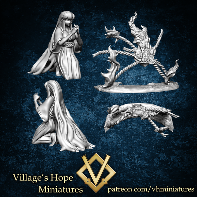 Praying Miko and Sealed / Barrier Talisman