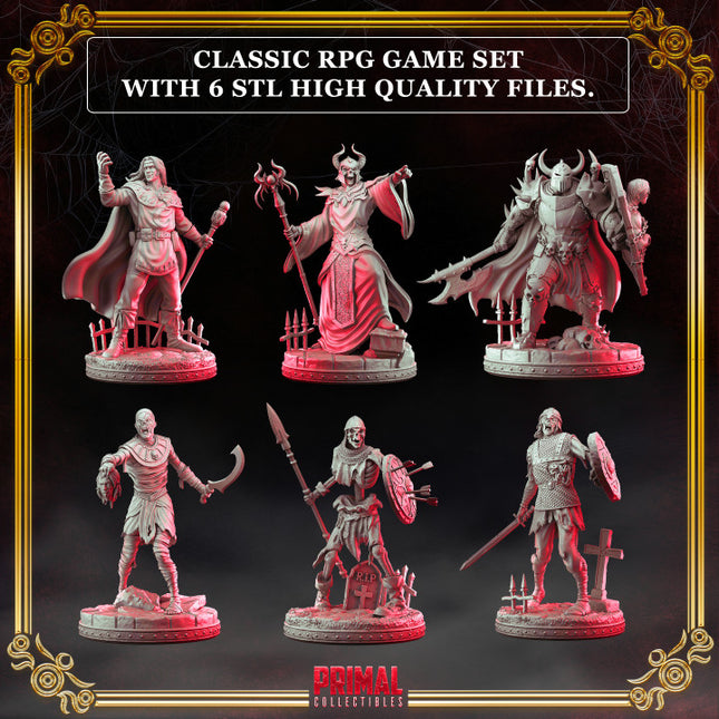 6 miniatures - 32mm - RPG game Expansion - THE RISE OF THE DEATH LORD- MASTERS OF DUNGEONS QUEST - Premium Package
