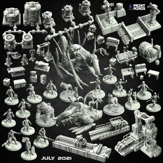 Evil Laboratory Scenic Bases - 22 miniatures - The Outbreak Collection