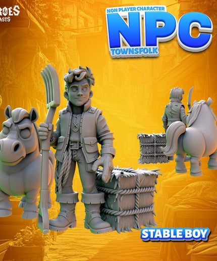 Stable Boy + horse + hay