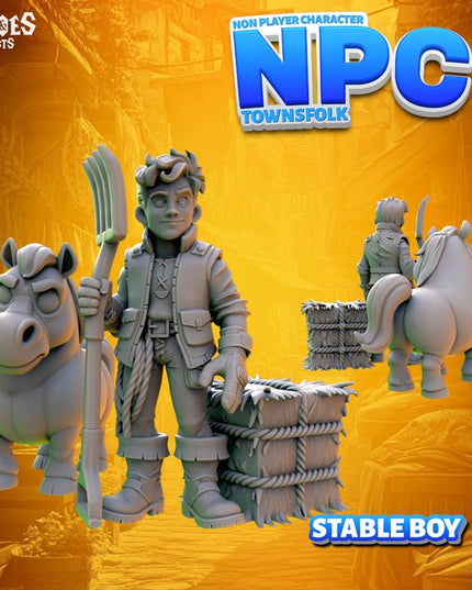Stable Boy + horse + hay