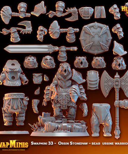 Swapmini 33 - Orsin Stonepaw - bear ursine warrior