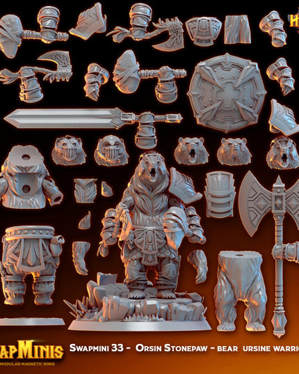 Swapmini 33 - Orsin Stonepaw - bear ursine warrior