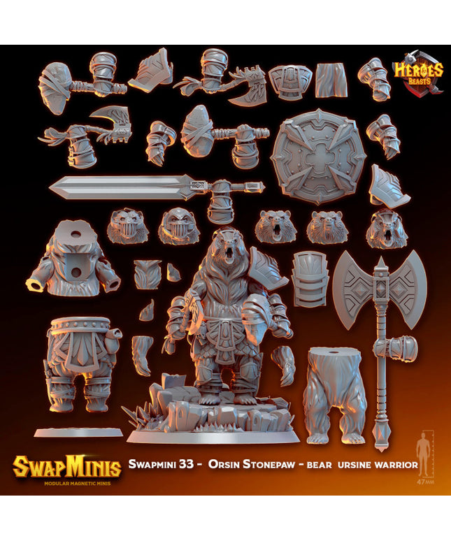 Swapmini 33 - Orsin Stonepaw - bear ursine warrior