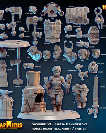 Swapmini 59 - Greta Hammerstone female dwarf blacksmith / fighter