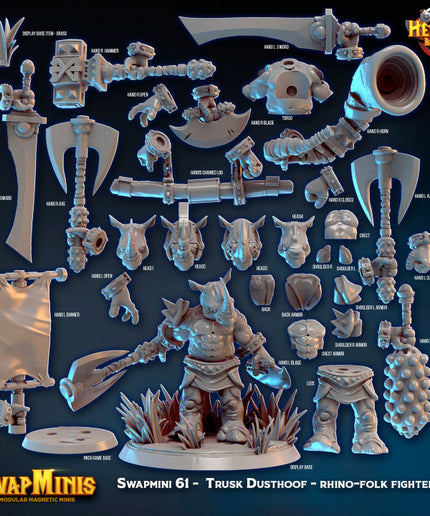 Swapmini 61 - Trusk Dusthoof - Rhino-folk fighter
