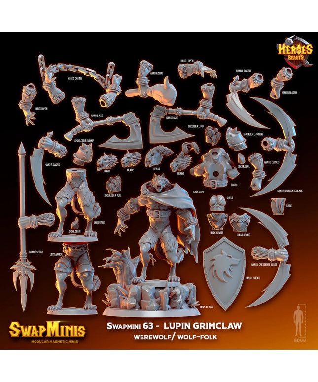 Swapmini 63 - Lupin Grimclaw - werewolf/ wolf-folk