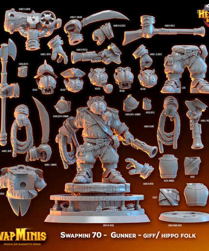 Swapmini 70- Gunner Stonehoof- giff/ hippo folk