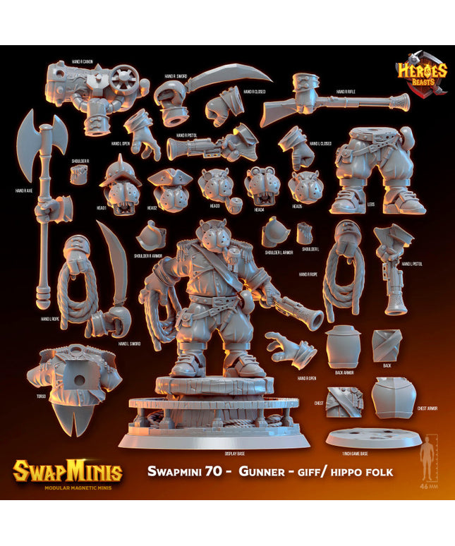 Swapmini 70- Gunner Stonehoof- giff/ hippo folk