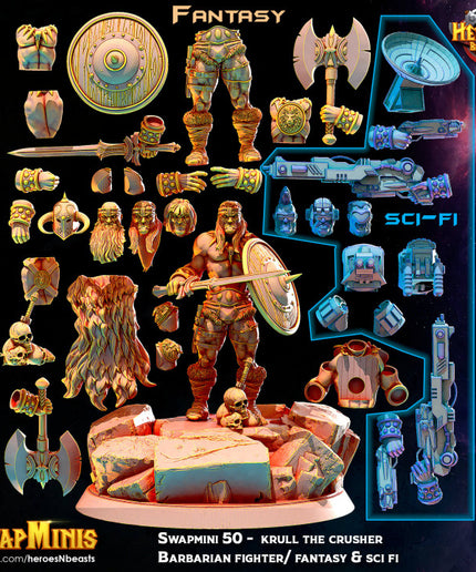 Swapmini 50 - krull the crusher - Barbarian fighter-fantasy sci fi