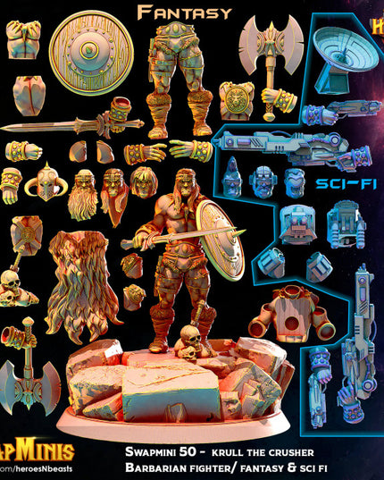 Swapmini 50 - krull the crusher - Barbarian fighter-fantasy sci fi