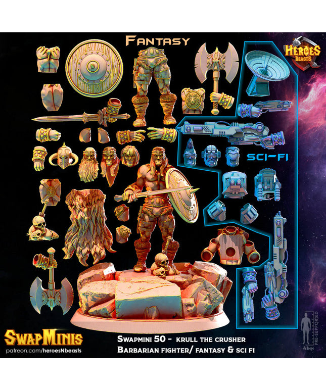 Swapmini 50 - krull the crusher - Barbarian fighter-fantasy sci fi