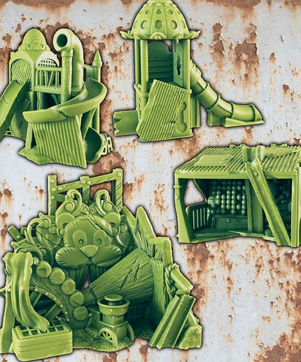 Wasteland Theme Park -Entrance, Play Equipment, and Dart Game