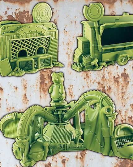 Wasteland Theme Park - Prize Shot, Whirly Ride, Food Cart