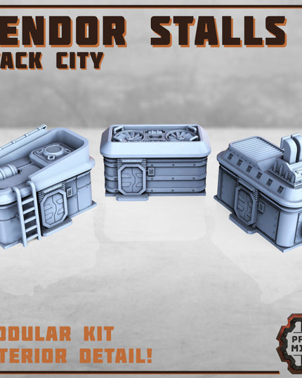 Market Vendor Stalls (interior details) x3
