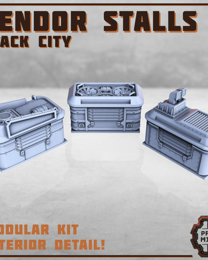 Market Vendor Stalls (interior details) x3