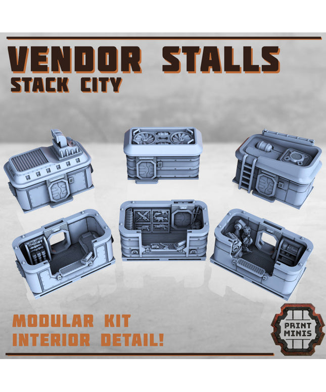 Market Vendor Stalls (interior details) x3