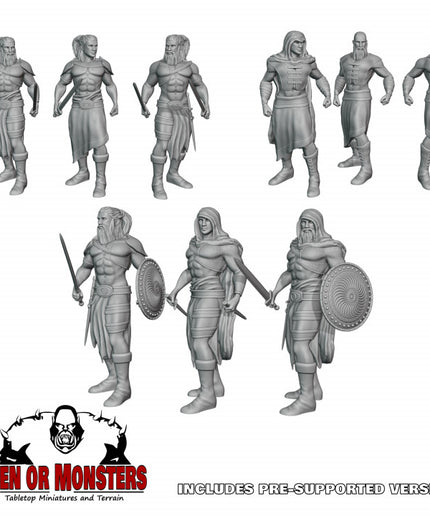 Human Fighter - Monk - Bandits - Pit fighters- 9 Figures