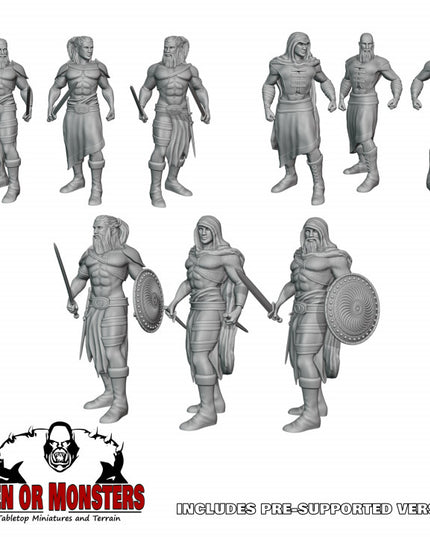 Human Fighter - Monk - Bandits - Pit fighters- 9 Figures