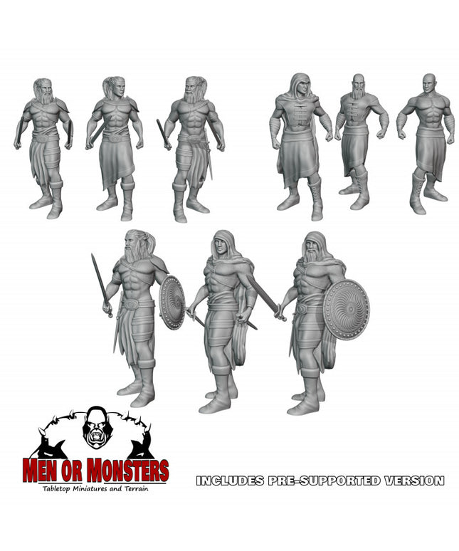 Human Fighter - Monk - Bandits - Pit fighters- 9 Figures