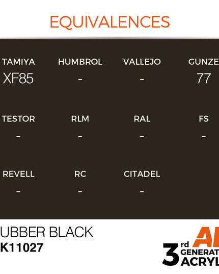 AK ACRYLIC AK11027	Rubber Black 17ml