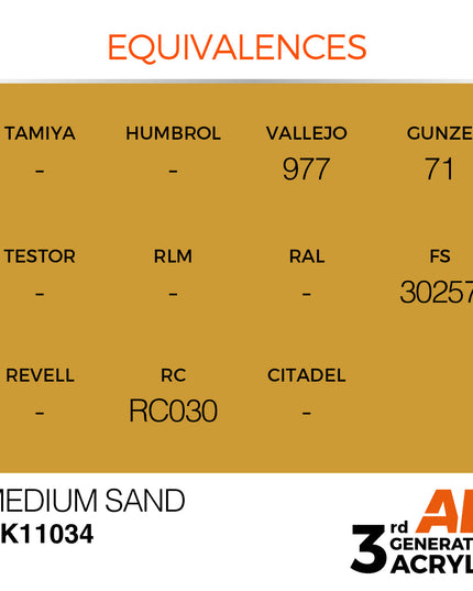 AK ACRYLIC AK11034	Medium Sand 17ml