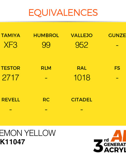 AK ACRYLIC AK11047 Lemon Yellow 17ml