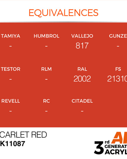 AK ACRYLIC AK11087 Scarlet Red 17ml