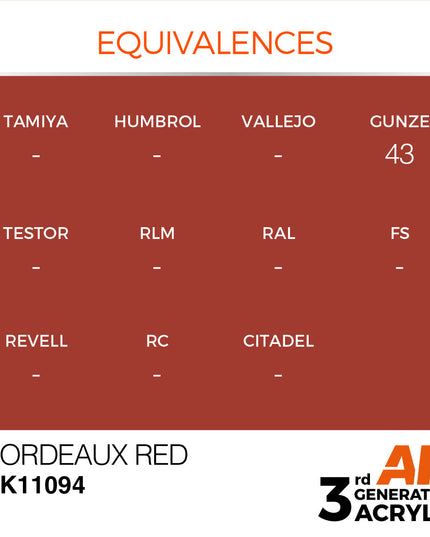 AK ACRYLIC AK11094 Bordeaux Red 17ml