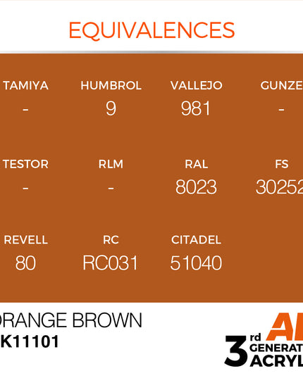 AK ACRYLIC AK11101 Orange Brown 17ml
