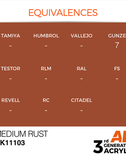 AK ACRYLIC AK11103 Medium Rust 17ml