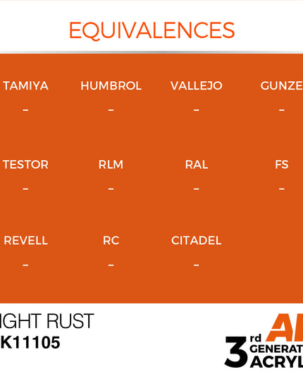 AK ACRYLIC AK11105 Light Rust 17ml