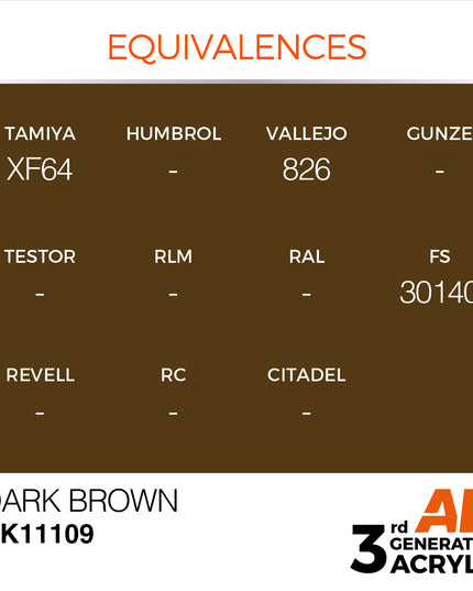 AK ACRYLIC AK11109 Dark Brown 17ml