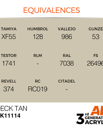 AK ACRYLIC AK11114 Deck Tan 17ml