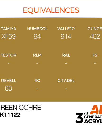 AK ACRYLIC AK11122 Green Ocher 17ml